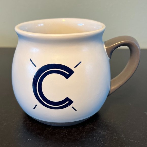 THRESHOLD Monogram Initial Letter "C ” White Matte Finish Stoneware Mug - Picture 1 of 7